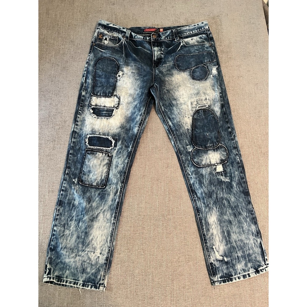 Grindhouse Denim Jeans Men's 40 X 32 Distressed‎ Hip Hop Grunge Skater Patchwork